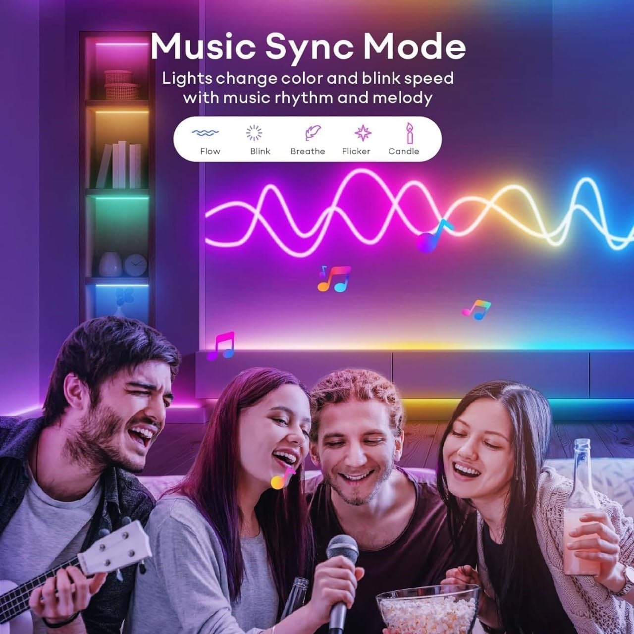 5 Meter Smart RGB Neon LED Strip Lights with App & Remote | Music Sync Rope Light for Room, Gaming, Party, Diwali & Home Decoration