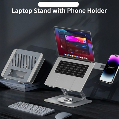 Game Gear Laptop Stand with Mobile Holder – Adjustable Ergonomic Riser for Office & Home (10–17 .3 Inch)