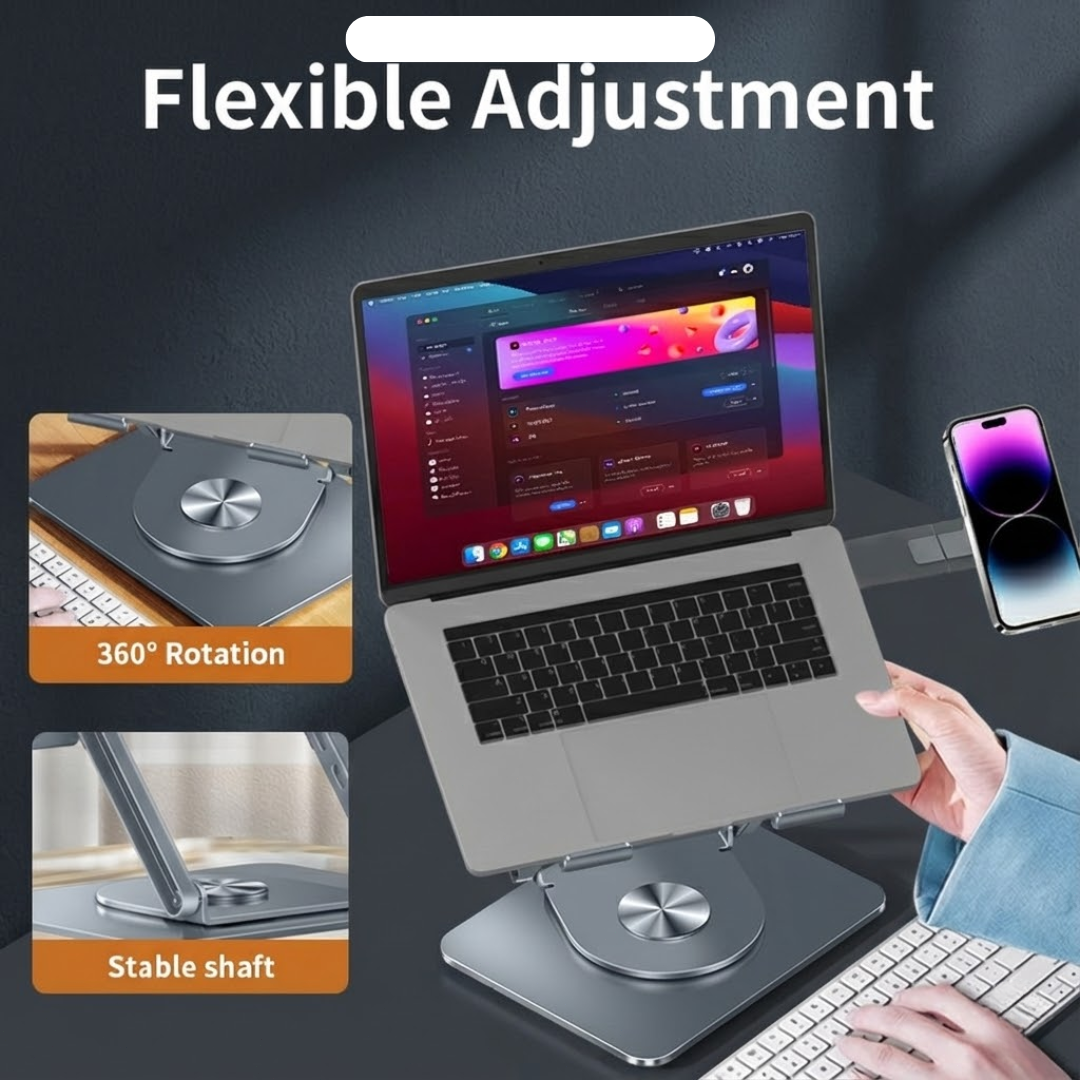 Game Gear Laptop Stand with Mobile Holder – Adjustable Ergonomic Riser for Office & Home (10–17 .3 Inch)