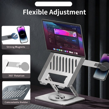 Game Gear Laptop Stand with Mobile Holder – Adjustable Ergonomic Riser for Office & Home (10–17 .3 Inch)