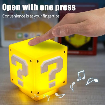 Super Brothers Mini Problem Block Small nightlight with Classic Game Sounds, as nightlight Decoration, Children's Toy or Holiday Day Gift (with USB Power Cord)