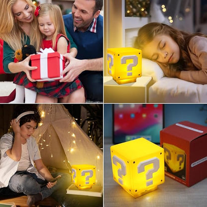 Super Brothers Mini Problem Block Small nightlight with Classic Game Sounds, as nightlight Decoration, Children's Toy or Holiday Day Gift (with USB Power Cord)