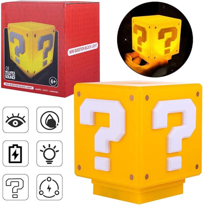 Super Brothers Mini Problem Block Small nightlight with Classic Game Sounds, as nightlight Decoration, Children's Toy or Holiday Day Gift (with USB Power Cord)