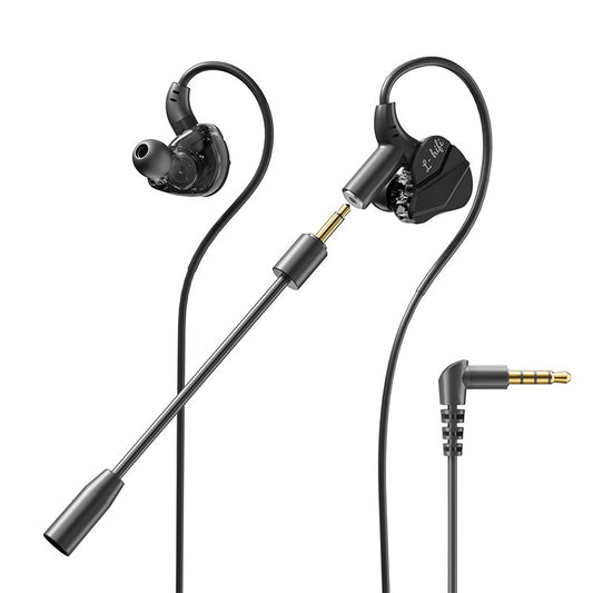 in-Ear Gaming Headset with Detachable Microphone, Wired Earphone 3.5 MM E-Sport Earphone Noise Cancelling, Gamings Earphones Wired for Mobile Gaming (Black)
